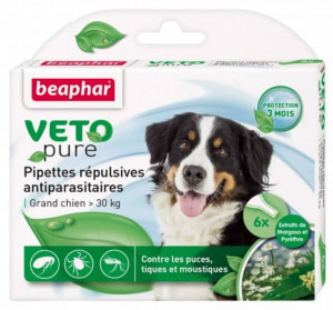 BEAPHAR VETO PURE DOGS L >30kg pretblusu pipetes suņiem N6